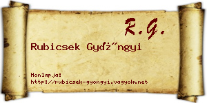 Rubicsek Gyöngyi névjegykártya